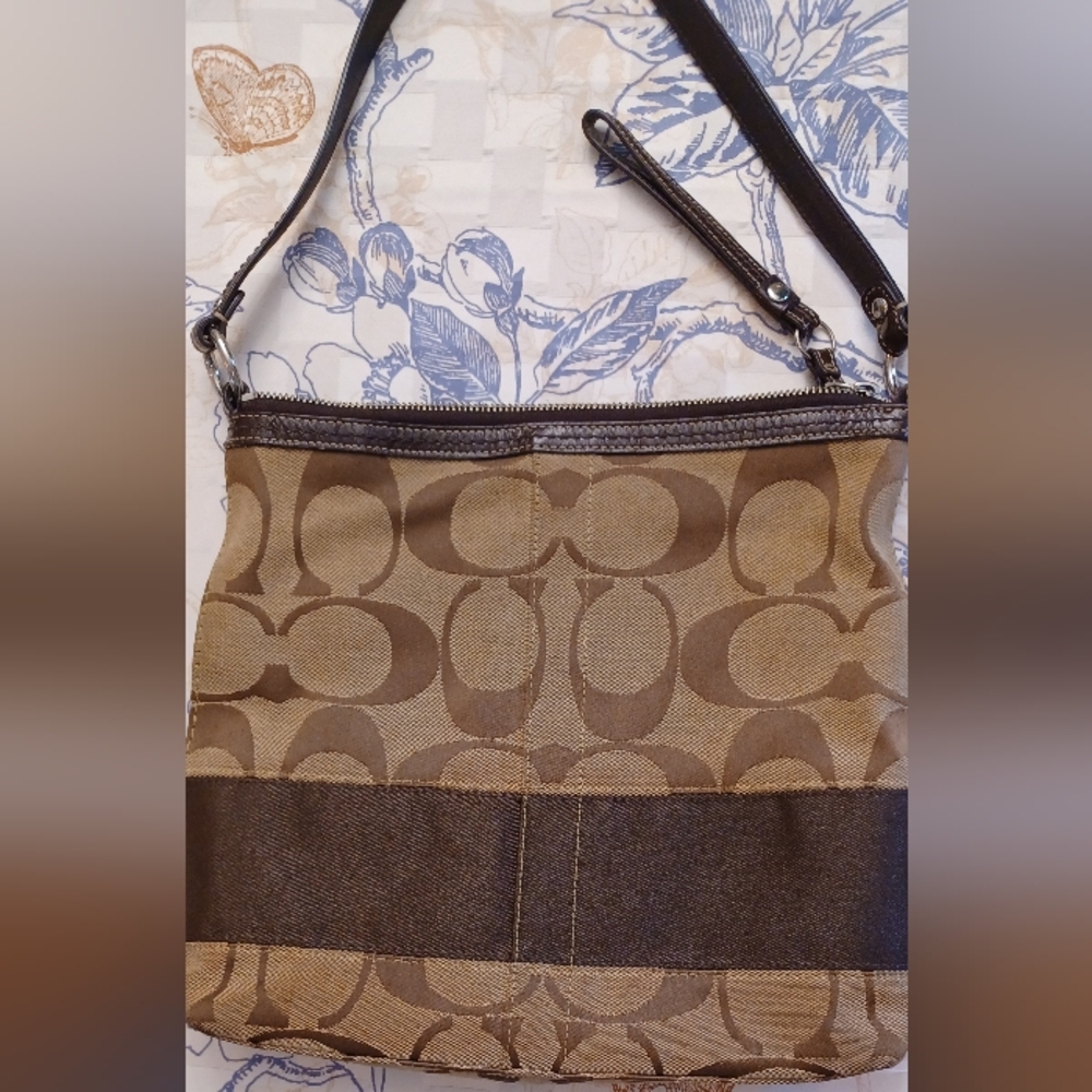 Coach Signature Canvas Crossbody in Brown and Tan